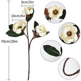 White Magnolia Flowers Artificial 3Pcs 9 Heads Large White Flower 27.5" Long Stem Artificial Flowers Silk Magnolia Flowers For Home Decor Indoor Faux Floral Arrangements