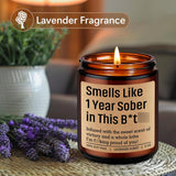 1 Year Sober Candle, Sobriety Gifts For Women, Men - One Year Sober Gifts Ideas - Celebrate Sobriety Anniversary, Valentines, Birthday, Funny Congrats Recovery Present For Friend, Dad, Him, Her