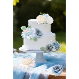 Blue Artificial Flowers Combo Box Set Silk Flowers Fake Rose For Diy Floral Arrangements Wedding Bouquets Centerpieces Baby Shower Party Home Decorations