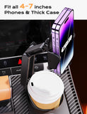 2-In-1 Cup Holder Cell Phone Holder For Your Car Bottle Friendly Cup Cell Phone Holder Mount For Car Height Adjustable Sturdy Fit 4-7 Inches Phones