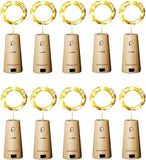 10 Pack Bottle Lights with Cork 12 LED Fairy String Lights Battery Operated Waterproof Warm White LED Cork Lights for Jar Decoration Wedding Party Christmas Bar Decor