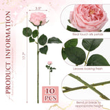 10Pcs Real Touch Peonies Artificial Flowers, Faux Austin Rose With Long Stem Look Real Fake Flower For Christmas Valentines Arrangement Wedding Party Home Kitchen Decor(Pink)