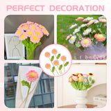 6Pcs Crochet Daisy Flower 16.5Inch Knitted Handmade Daisy Flowers Cotton Knitted Flowers For Indoor Outdoor Home Kitchen Office Table Garden Decorations (Pink)