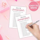 Minimalism Birthday Party Game Cards - Selfie Scavenger Hunt - 20 Blush Double-Sided Fill In Style Funny Birthday Party Game Cards For Adults, Party Supplies & Activities - A02