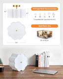 12.6 Inch Gold Semi Flush Mount Ceiling Light 3 Light Flower Fabric Shade Fixture