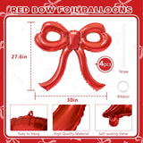 4 Pcs Red Bow Balloons Bow Party Decorations For Girl Women Red Bow Birthday Decorations Giant Foil Balloon For Baby Shower Engagement Wedding Christmas Decor Bachelorette Party Supplies