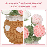 Knitting Crochet Flowers Potted Plants: Artificial Knitted Potted Flowers For Home Office Decoration