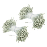 2Mm Double Heads Flower Stamen, 700 Pcs Artificial Flower Stamen Pistil Matt Pearl Floral Stamen For Diy Christmas Card Wedding Decor, Light Green