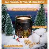 Merry Christmas Candles With Warmer Led, Christmas Decor Gifts Winter Candle With Apple Spice Scent, Apple Candles Over 40 Hours Burn Time, Home Decorations Indoor, 100% Soy Wax,Black