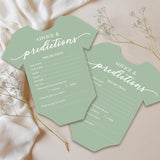Baby Shower Advice & Prediction Cards - For 50 Guests - Green Onesie Double Sided Advice + Predictions Cards - Minimalist Gender Neutral Baby Shower Decorations & Games For Boys & Girls - (Set Of 50)