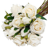 13Pcs Cream White Artificial Roses, Fake Rose Bouquet Realistic Faux Rose Flowers For Diy Wedding Table Centerpiece