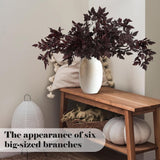 6 Pack 36 Inches Artificial Cimicifuga Plant Leaf Spray Faux Plum Cimicifuga Ramosa Leaf Branch Faux Fall Spray Silk Plants For Home Vase Wedding Garden Farmhouse Table Mantel Decor