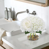 Artificial Hydrangea Flowers With Vase White Fake Flowers With Rose Faux Hydrangea Flowers With Faux Water Real Stone For Home Office Table Room Wedding Centerpiece Decorations