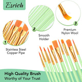 Paint Brushes Set,10 Packs 100 Pcs Acrylic Paint Brush Set,Acrylic Oil Watercolor, Face Nail Art, Miniature Detailing,Rock Painting,Painting Artist Professional Kits(Green)