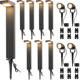 Led Low Voltage Landscape Lighting Kit Outdoor Waterproof Low Voltage Pathway Lights Wired With Spotlights 3000K Modern Outdoor Landscape Lights With Connectors For Path Yard Garden, 12 Pack