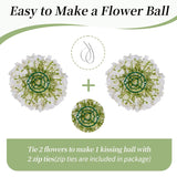 Artificial Flower Balls Wedding Centerpieces 2 Pcs 11.8" White Fake Flowers Rose Hydrangea Ball Arrangement Center Pieces For Table Silk Floral Bouquet For Wedding Party Home Decor