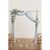 Deluxe Wedding Arch Flowers With Sheer Drapes Kit - Artificial White And Green Floral Arrangements For Ceremony Backdrop, Arbor Decor, 5-Piece Set (2 Flower Stems + 3 Hanging Drapes)