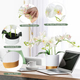 Orchid Artificial Flowers In Pot 15 Inches Artificial Orchid Flowers Phalaenopsis Potting For Home Office Wedding Bathroom Centerpiece Decor(White)
