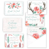 Native Choose Kind Encouragement Cards / 36 Motivational Cards / 6 Floral And Feather Designs / 4 7/8" X 3 1/2" Gratitude Assortment Card Pack