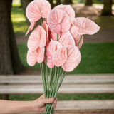 3Pcs 23.6" Pink Artificial Anthurium Lily Flowers Fake Tropical Flowers For Home Decor Bouquet And Green Leaf For Home Bridal Wedding Festival Decoration Small Flower Flower Arrangement(Pink)