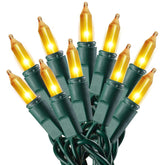100 Gold Frost Christmas Lights On Green Wire - Frosted Gold Christmas Tree Lights (24 Ft) - Indoor/Outdoor Use - Ul Lis