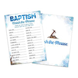 Baptism Game Cards, Christening Games Card, Bible Games, Church Finish The Phrase Game Set, 25 Game Cards For Christian Baptism First Holy Communion Baby Shower, 02