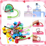 24 Pack Valentines Day Cards With Reusable Straw Covers Caps For Kids School Classroom, Cute Tumbler-Shaped Valentine Cards With Funny Word Play, Valentine Exchange Present Party Favors
