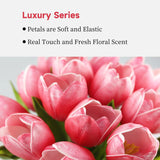 Artificial Tulip In Bulk For Home Kitchen Wedding Bridal Bouquet,Fake Flowers For Mother'S Day Easter Table Centerpieces Decorations(Large Size,Hot Pink,Real-Touch,12Pcs)