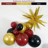 128Pcs Black Gold Burgundy Balloon Arch Garland Kit With Exploding Star Balloons For Party Decoration, Birthday, Christmas,2025 Graduation, New Year,Nye Decor