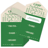 Big Dot of Happiness Camp Bachelorette Truth, Dare, or Share Pull Tabs Game, Cabin Glamping Bachelorette Party Game Pickle Cards - Set of 12