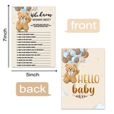 Baby Shower Game Cards, Bear Theme Who Knows Mommy Best Game Card For Baby Shower Party, Funny And Easy Icebreaker Gender Reveal Party Games Ideas Activity For Parent-To-Be, 30 Double Print Cards