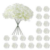20 Pcs White Hydrangea Artificial Flowers Bulk, Faux Hydrangea Flowers Heads, Artificial Fake Silk Hydrangea Flowers With Stems, White Flowers Artificial For Decoration Wedding Décor