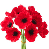 10Pcs Red Artificial Poppy Flowers Fake Pu Floral Stems Real Touch Silk Like Wedding Memorial Day Decor Bouquet Centerpieces Home Arrangements