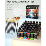 36 Colors Acrylic Paint Set With 12 Brushes & Palette, Non Toxic Art Supplies Kit For Fabric Painting, Canvas, Clay, Wood, Rock & Ceramic, Rich Pigments For Adults, Beginners, Professional Artist (2 Oz, 60 Ml)