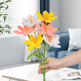 Crochet Tulip Flowers Handmade – Set Of 6 Knitted Tulips With Plastic Vase – Diy Yarn Flower Arrangement For Mother’S Day, Valentine’S Day, Birthday & Home Décor