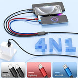 2 Pack 4FT 4 in 1 Multi Charging Cable Nylon Braided USB Charger Cord for iPhone Android