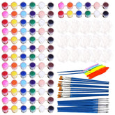 180 Pcs Mini Acrylic Paint Set,15 Pack Acrylic Paint Strips With 30 Pcs Paint Brushes And 15 Pcs Palettes,12 Colors Kids Paint Set Container Strips Storage For Painting Artistic Crafts