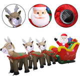 9.5 Ft Christmas Inflatable Santa Claus On Sleigh Pulled By Three Reindeers With Gift Boxes, Blow Up Lighted Yard Decor