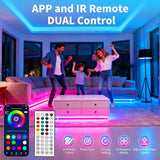 100FT RGB LED Strip Lights Music Sync Color Changing Smart App Remote Control Room Decor Lights