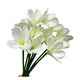 10 Pc White Artificial Plumeria Flowers With Stems,13Inch Real Touch Lifelike Frangipani Fake Flower Bouquets For Home Office Wedding Engagement Party Spring Flowers Decor