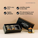 Masculine Scented Candle Gift Set - 3 Scented Candles - 57 Hour Burn - Luxury Non Toxic Soy Wax Candles - Long Lasting Amber Glass Jar Candle For Home - 7.2Oz
