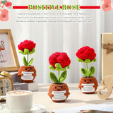 10 Pcs Valentine Positive Rose Crochet Gifts Bulk, Handmade Knitted Flowers With Inspirational Quotes For Galentine, Teacher & Coworker Appreciation, Desk Decor