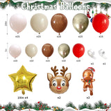 Christmas Balloon Arch Garland Kit, 147Pcs Red Retro Brown Gold Sand White Latex Balloons With Reindeer Star Gingerbread Man Xmas Foil Balloons For Birthday Merry Christmas Party New Year Decorations