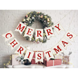 Christmas Burlap Banner Felt Merry Christmas Banner Pre-Assembled White Red Xmas Bunting Garland Celebration Hanging Decorations For Christmas Party Supplies Home Decoration
