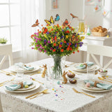 24 Pcs Artificial Flowers And 36 Pcs Butterfly Stakes Uv Resistant Fake Plastic Flowers For Garden Indoor Outside Cemetery Vase Patio Plant Yard Kitchen Easter Wedding Party Decor