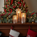 Flameless Silver Mercury Glass Led Pillar Candles With Remote And Timer, Batteries Included, Flickering Warm White Light, Set Of 3 For Christmas, Home Décor, Weddings, Parties, And Romantic Ambiance
