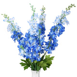 4Pcs Blue Delphinium Artificial Flowers, 34'' Fake Blue Flowers Artificial For Decoration Silk Flower Faux Long Stem Artificial Flowers For Tall Floor Vase Home Garden Wedding Arrangement Decor
