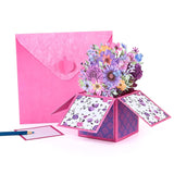Mother'S Day Pop Up Card, Purple Flower Bouquet Birthday Card For Mom, Mother, Grandma, Women, Wife, Daughter, With Notecard & Envelope
