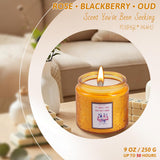 Luxury Mahjong Scented Candle: Rose · Blackberry · Oud | 9Oz Soy Wax Glass Jar - Mah Jongg Gifts - Women Game Night Home Hostess Party Meditation Yoga Lover: Long Lasting Relaxing Housewarming Present