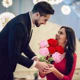 6 Pcs Valentine'S Day Crochet Flowers Handmade Artificial Knitted Rose Bouquet Crochet Rose Appreciation Anniversary Birthday Gift For Women Mother Wife Valentines Home Decor (Red,Pink)